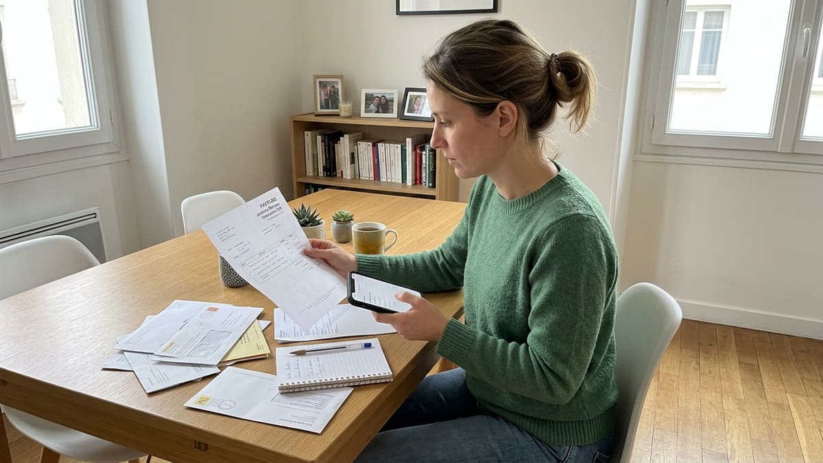 Femme vérifiant sa facture d