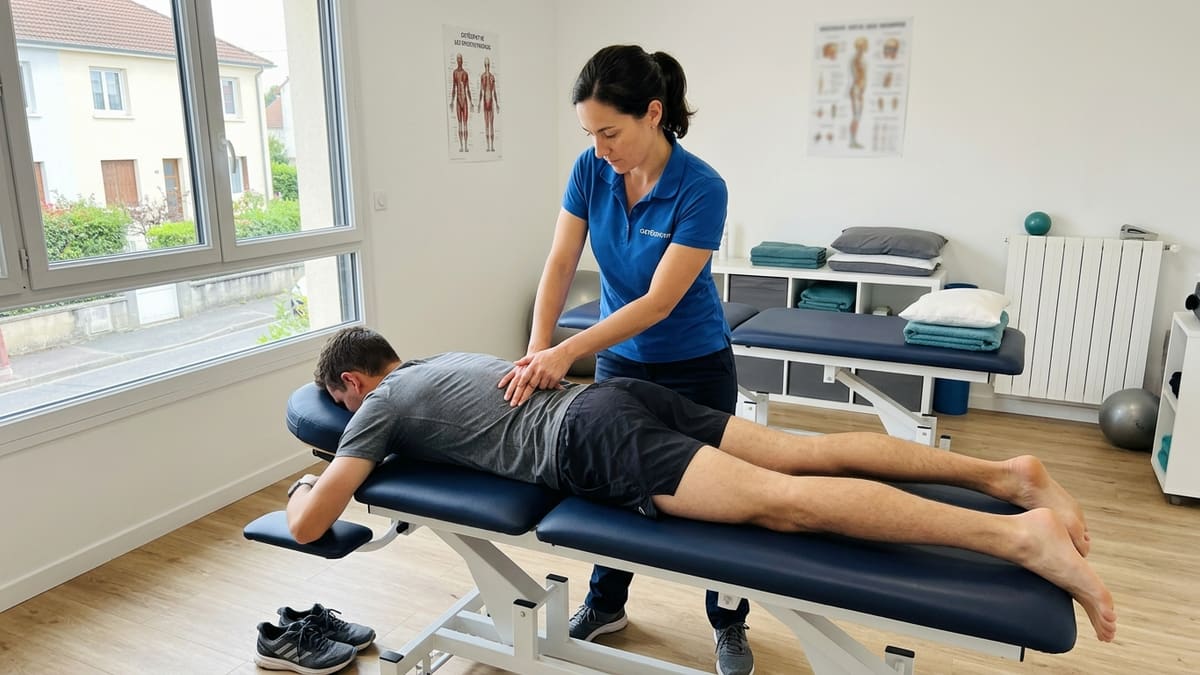 Ostéopathe manipulant un sportif pour la prévention des blessures