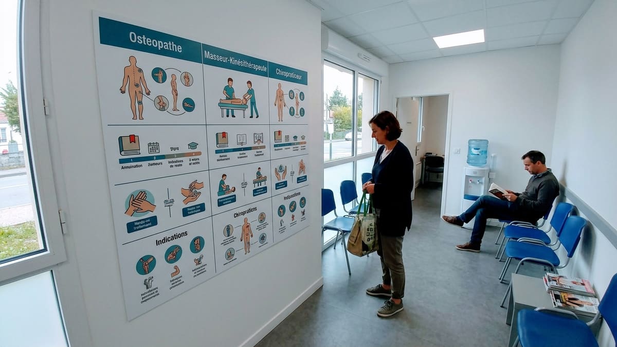 Tableau comparatif des différences entre ostéopathe, kinésithérapeute et chiropracteur en France